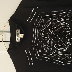 Women's black sparkle studded bodycon dress